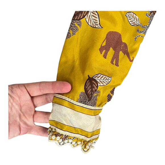 Johnny Was Taly Evette Silk Blouse Peasant Elephant Safari Size XS - Picture 4 of 8